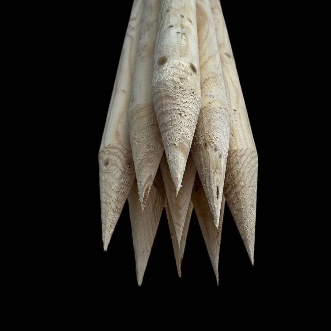 Dřevěný kotvící kůl se špicí a fazetou 250 x 6 cm