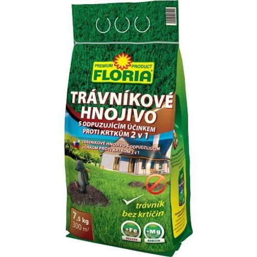 FLORIA Trávníkové hnojivo s odpuzujícím účinkem proti krtkům – 7,5 kg 08214